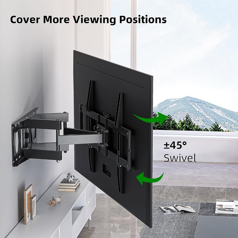 USX MOUNT Full Motion TV Wall Mount for Most 37"-84" Flat Screen TV, Swivel or Tilt TV Wall Bracket with Dual Articulating Arms, for 12"-16" Wood Studs, Max VESA 600x400mm, Load 120 lbs by - Image 3